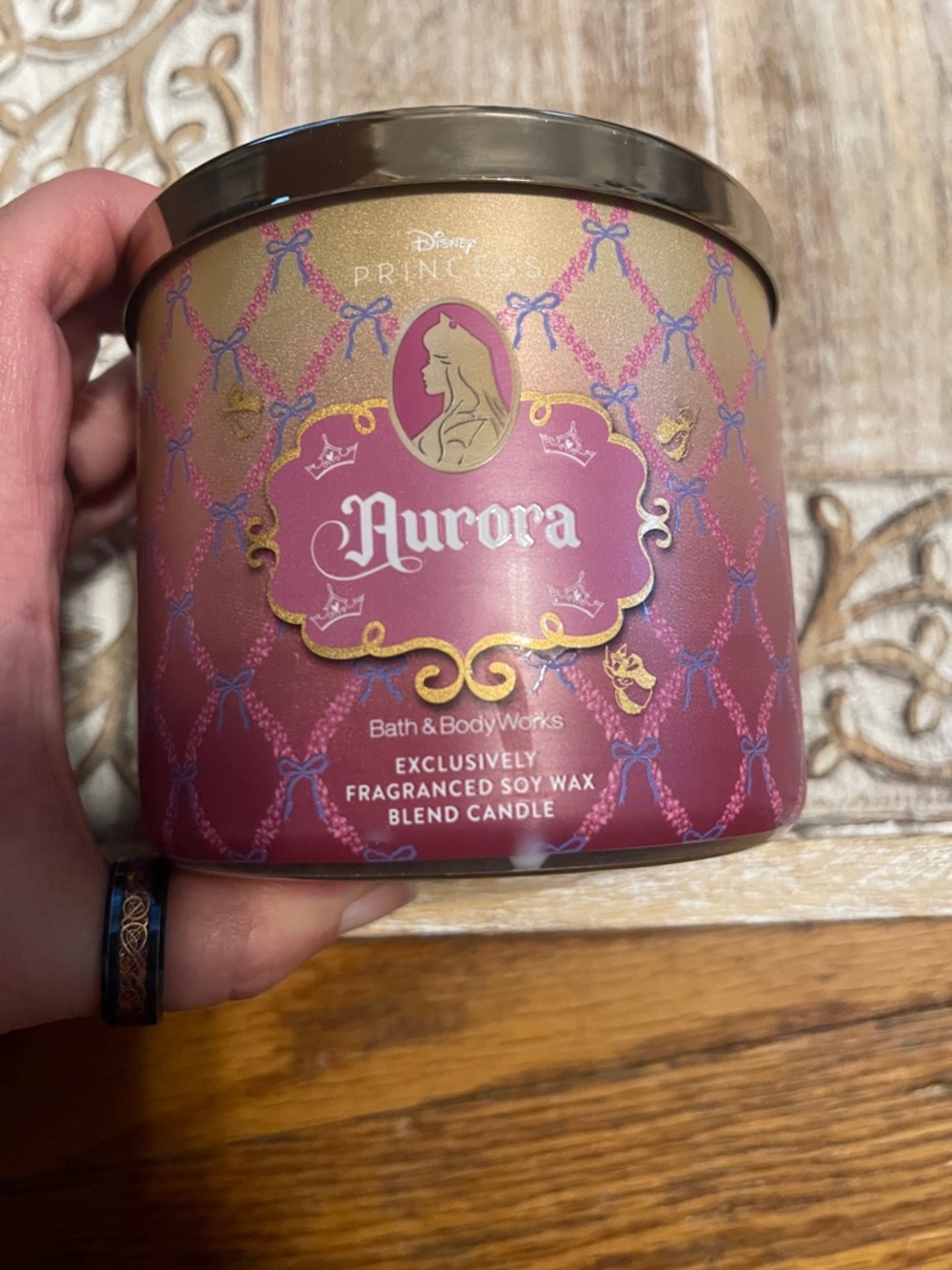 Bath & Body Works Aurora Disney Princess Pink and Gold Candle